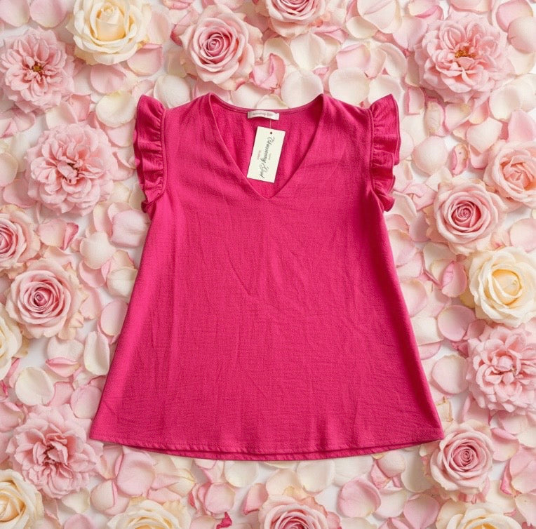 T-shirt Rose à Manches volantes