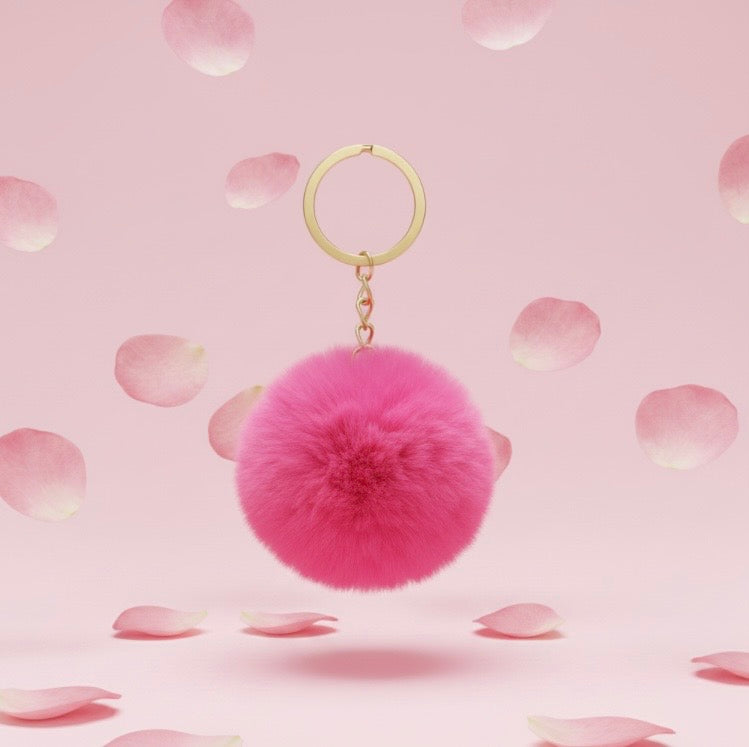 Porte-clé Pompon Rose Fuchsia