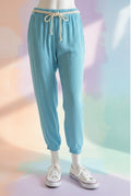 Pantalon fluide bleu turquoise – Ceinture corde – Taille unique (36-42)