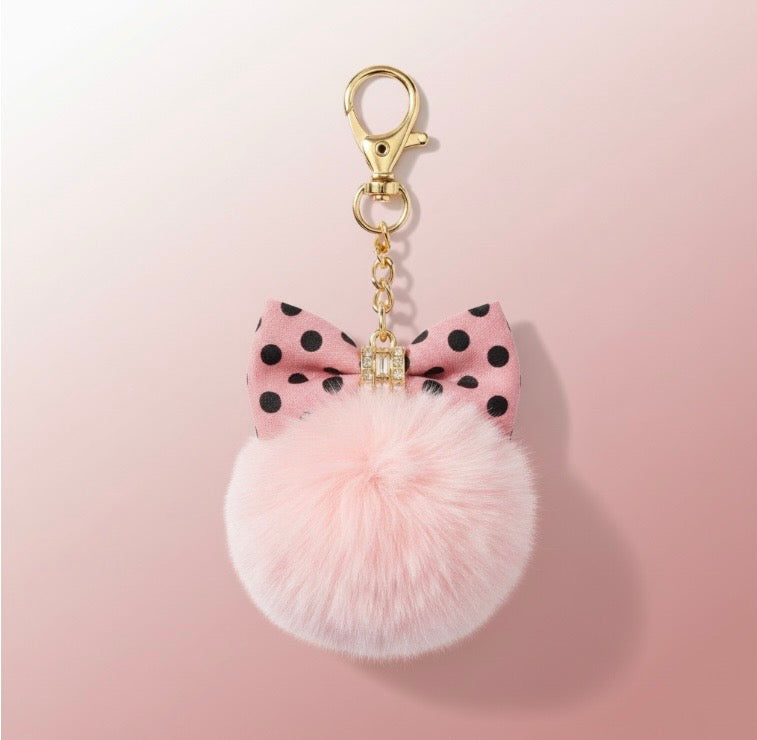 Porte-clé pompon rose