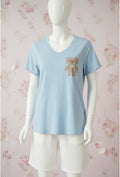 T-shirt bleu motif ours