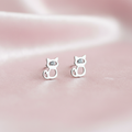 Boucles d'oreilles chat argentées