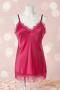 Débardeur Satiné Fuchsia à Dentelle