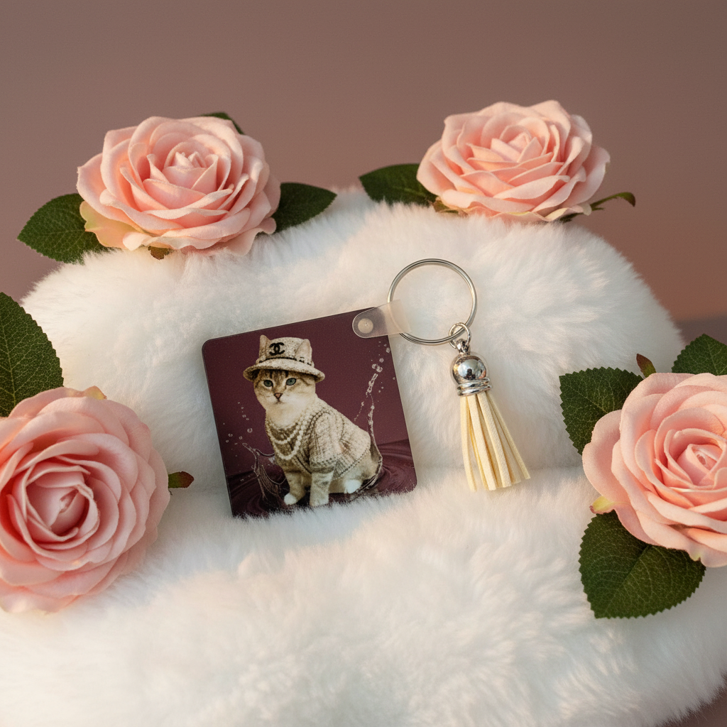 Porte-clé "Trop Kiki" – Chanel 🐱✨