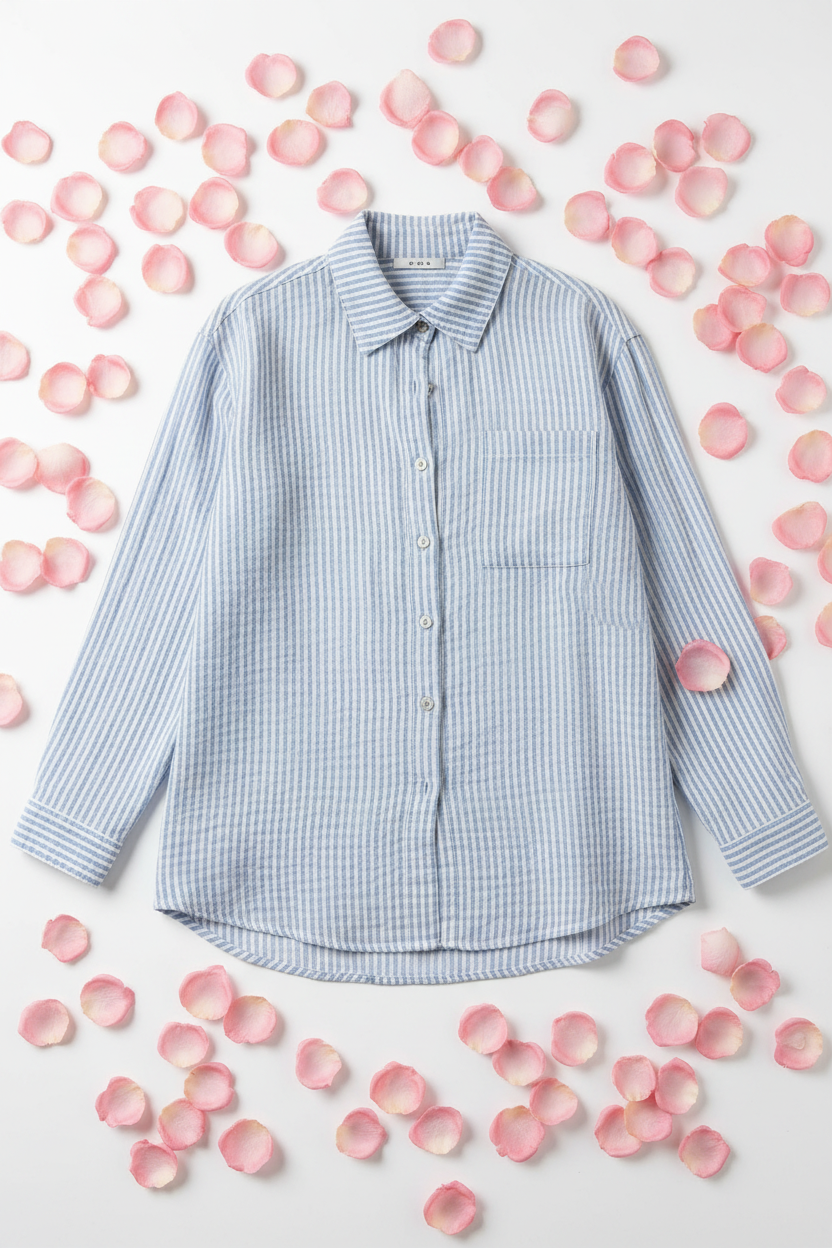 Chemise rayée bleu et blanc