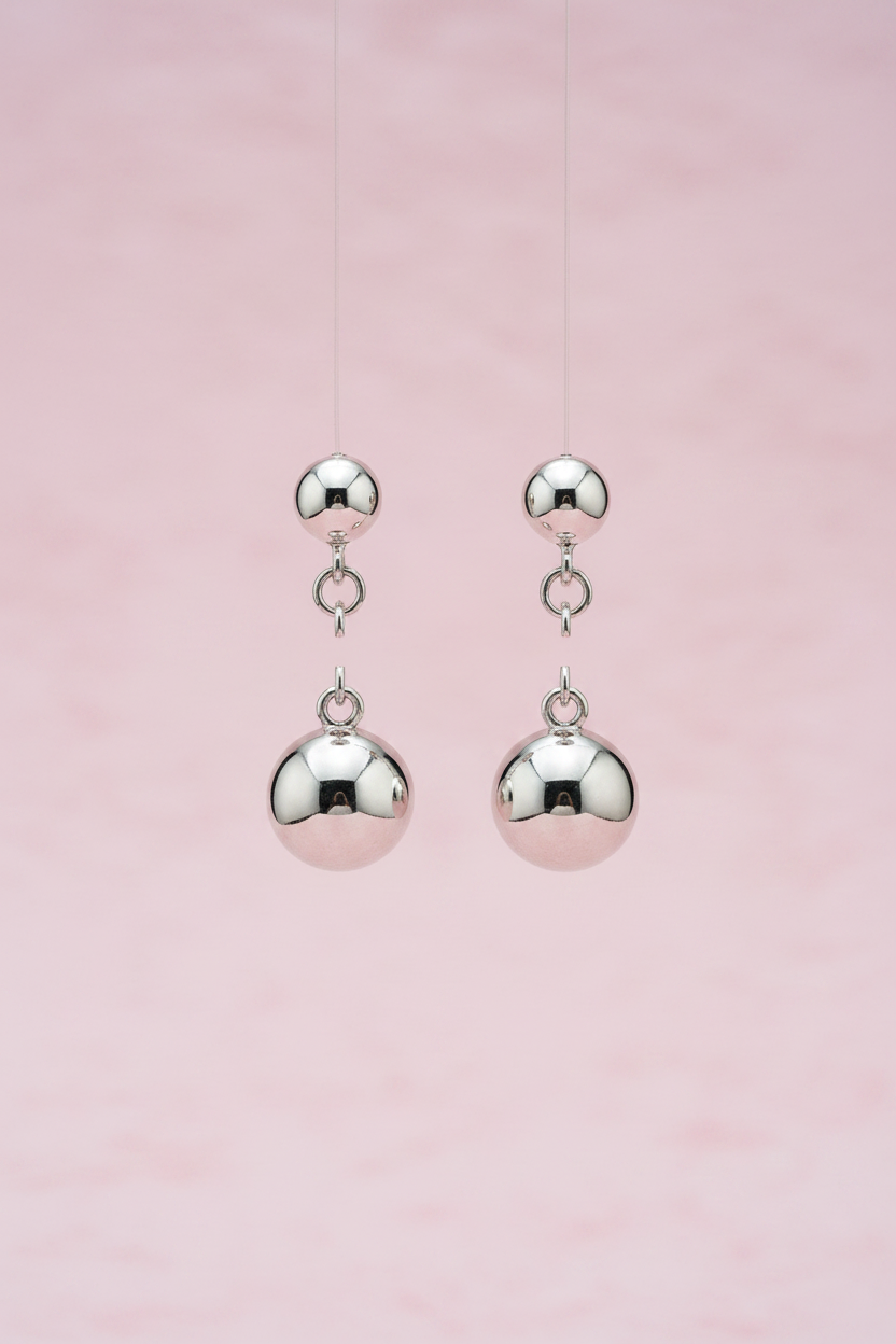 Boucles d'oreilles Double Boules Argent