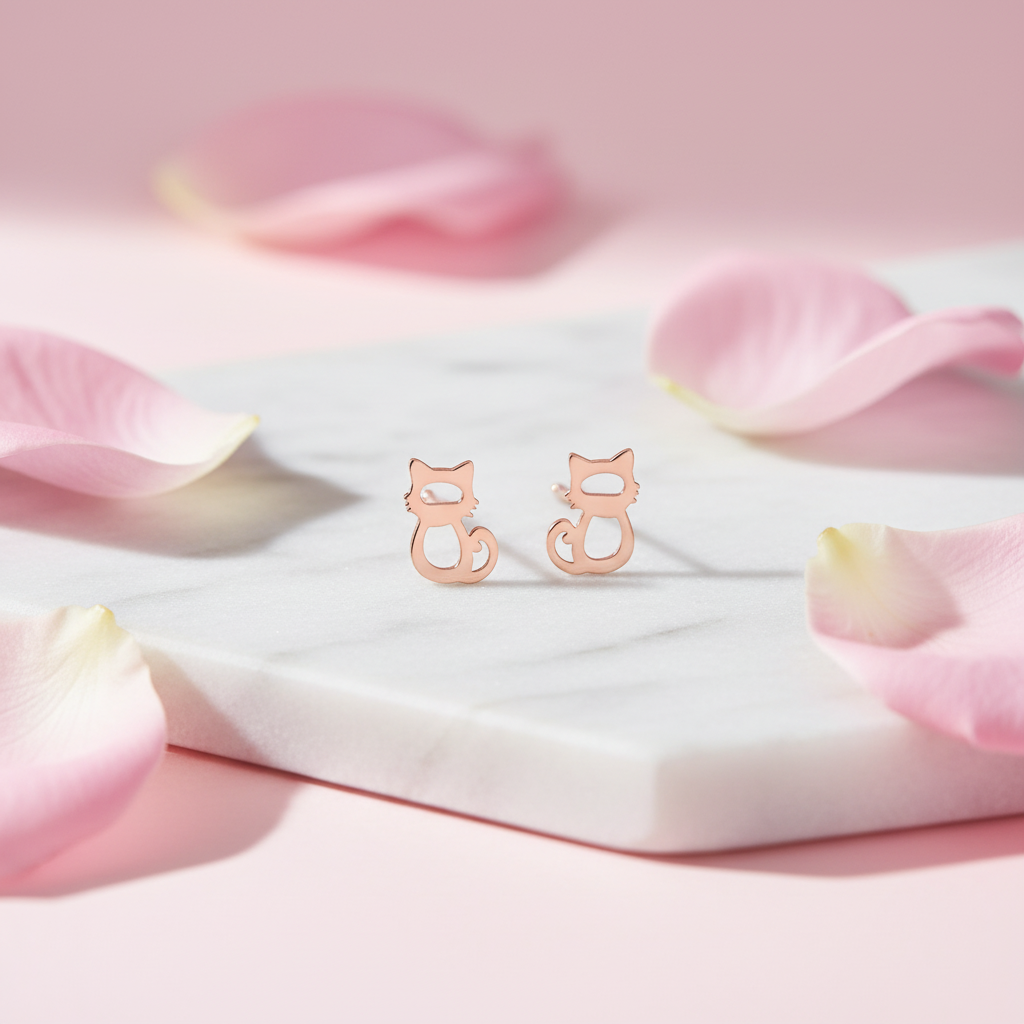 Boucles d'oreilles chat – rose