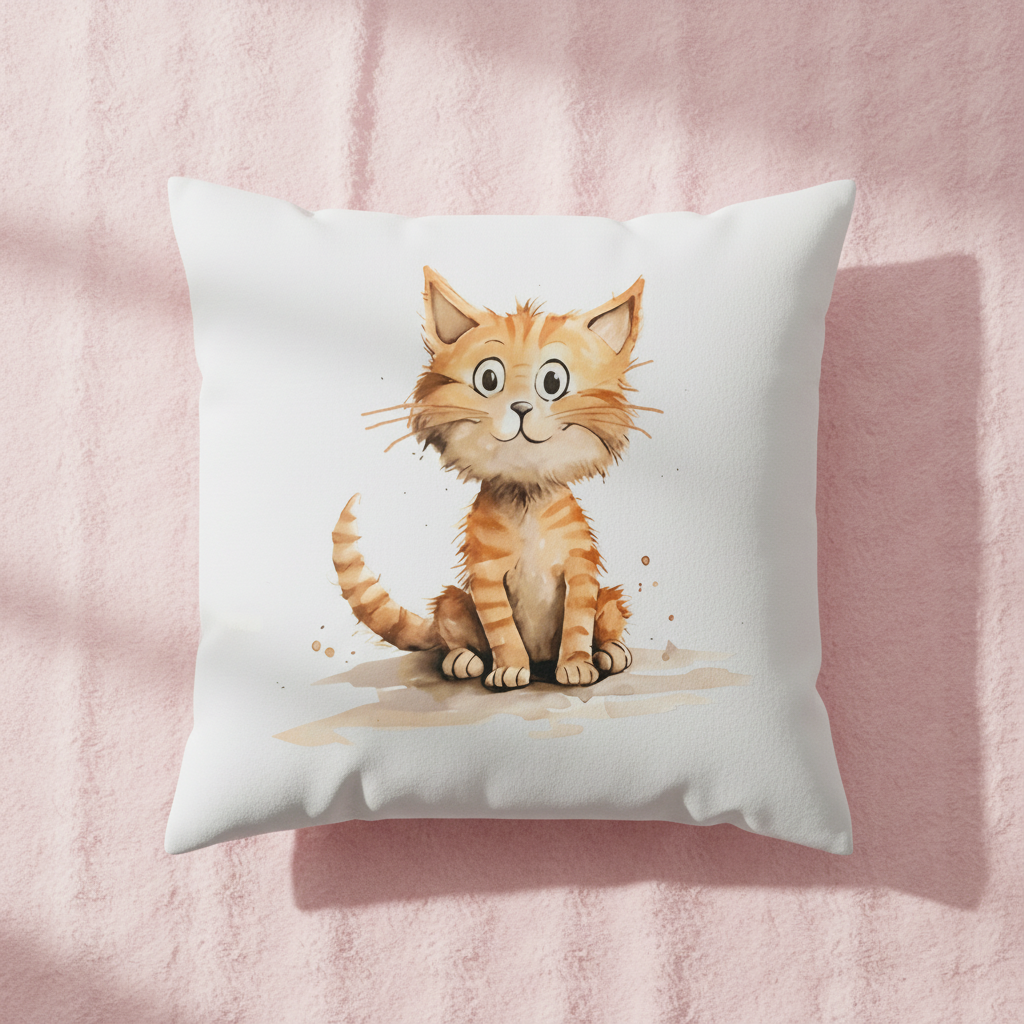 Taie d'oreiller chaton aquarelle