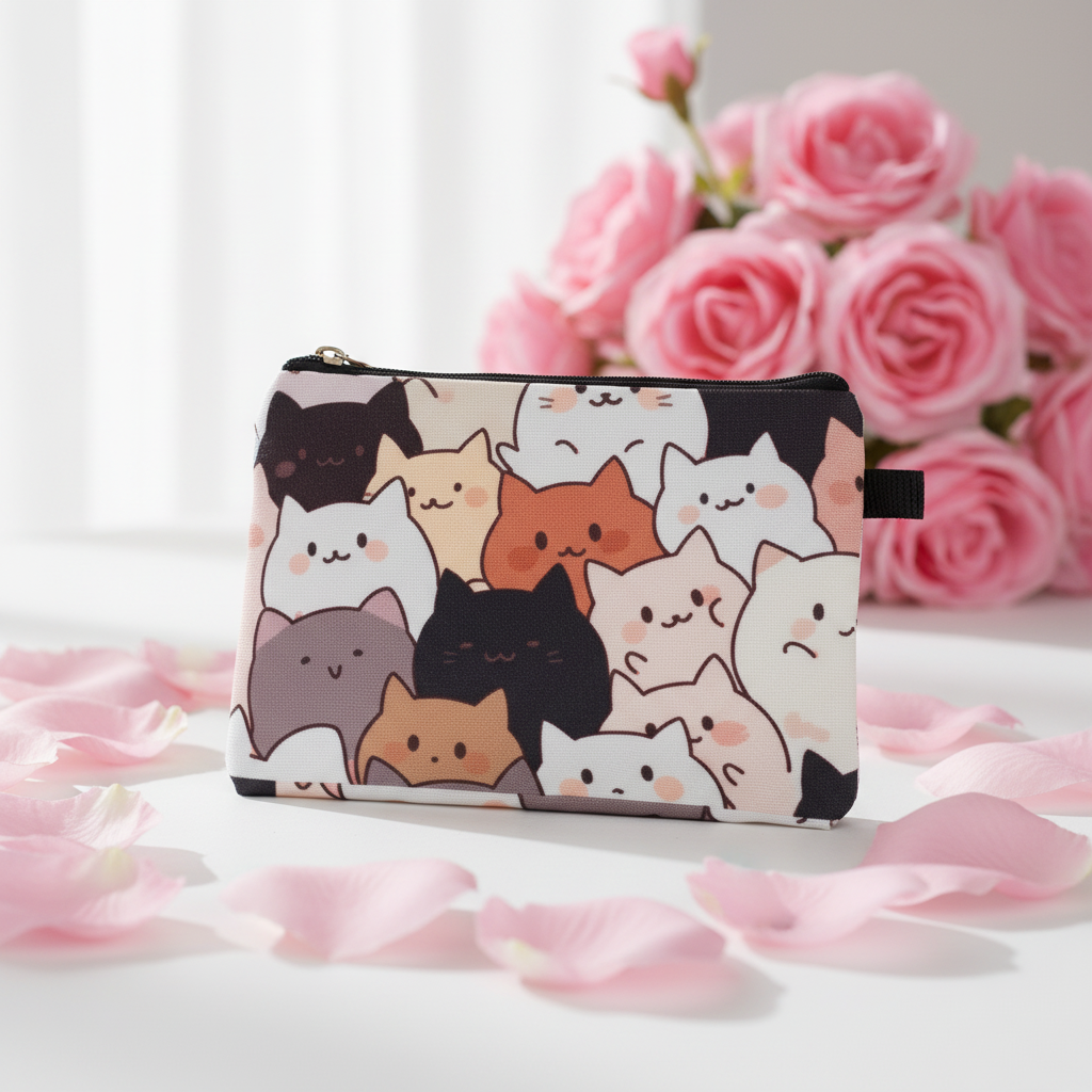 Porte-monnaie motif chats kawaii