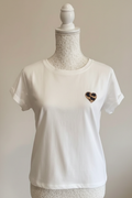 T-shirt blanc cœur léopard