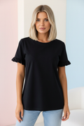 T-shirt Noir à Volants
