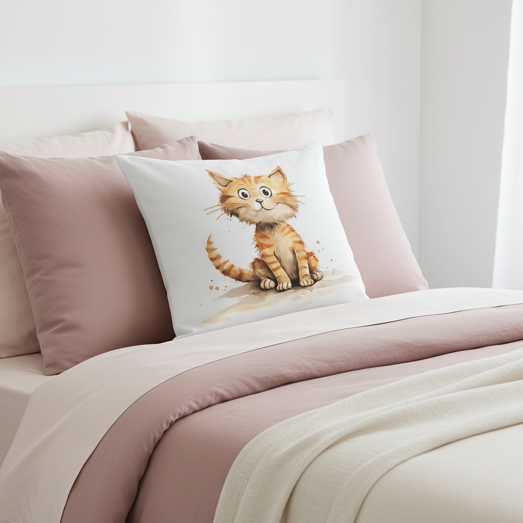 Taie d'oreiller chaton aquarelle