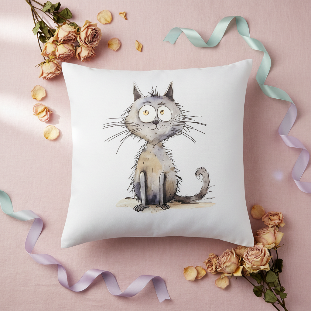 Taie d'oreiller – Motif Chat Rigolo