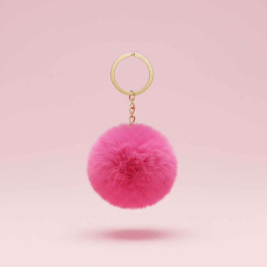 Porte-clé Pompon Rose Fuchsia