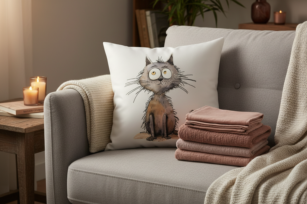 Taie d'oreiller – Motif Chat Rigolo